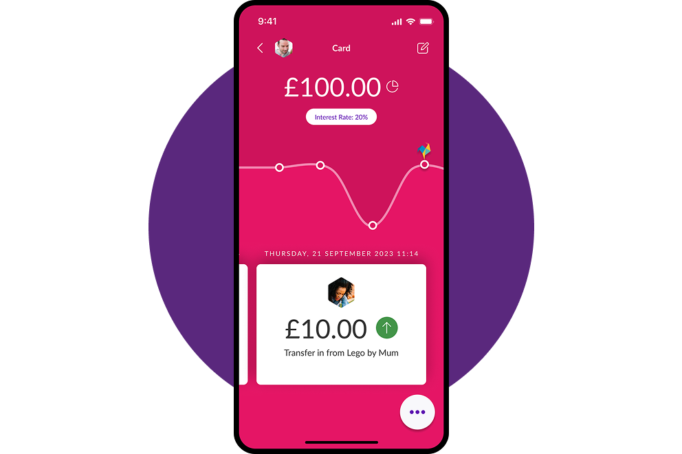 paid in money from parent on app screen